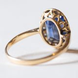 Винтажное кольцо в стиле ар-деко с синтетическим сапфиром и бриллиантом из 18-каратного золота, 50-е годы