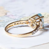 Vintage 18K gold ring with synthetic blue spinel and white stones, 1980s