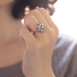Старинное кольцо из 18-каратного желтого золота и серебра с розовыми бриллиантами огранки «корона», начало 900-х гг.