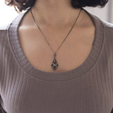 Art Nouveau necklace in 14K gold and silver with rosette cut diamonds, 10s / 20s