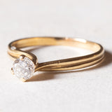 Solitaire vintage en or 18 carats avec diamant taillé en brillant (env. 0.22 ct), années 60