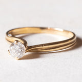 Vintage Solitär aus 18 Karat Gold mit Diamant im Brillantschliff (ca. 0.22 ct), 60er Jahre