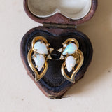 Vintage 14K gold earrings with opals and diamonds, 70s