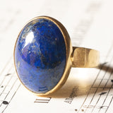 Anello vintage in oro giallo 18K con lapislazzuli, anni ‘70