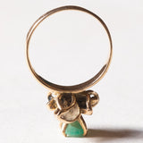 Anello vintage in oro 18K con smeraldo e zirconi bianchi, anni ‘60