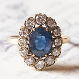 Vintage Ring aus 18 Karat Gold mit Saphiren (ca. 1.90 ctw) und Diamanten (ca. 1.30 ctw), 70er Jahre