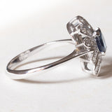Vintage 18 Karat Weißgold Saphir (ca. 0.50 ct) und Diamanten (ca. 0.30 ctw) Gänseblümchenring, 60er Jahre