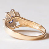 Vintage 14 Karat Gelb- und Weißgold mit Saphir (ca. 0.35 ct) und Diamanten (ca. 0.08 ctw), Gänseblümchenring, 50er/60er Jahre