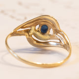Anello vintage in oro 18K con zaffiro, anni ‘60
