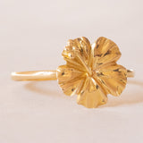 Bague vintage en forme de fleur en or jaune 18 carats, années 70/80