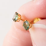 Boucles d'oreilles vintage en or 18 carats avec saphirs verts, 70