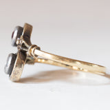 Antique 18K gold and silver contrarier with rose cut ruby ​​and diamond, early 900s