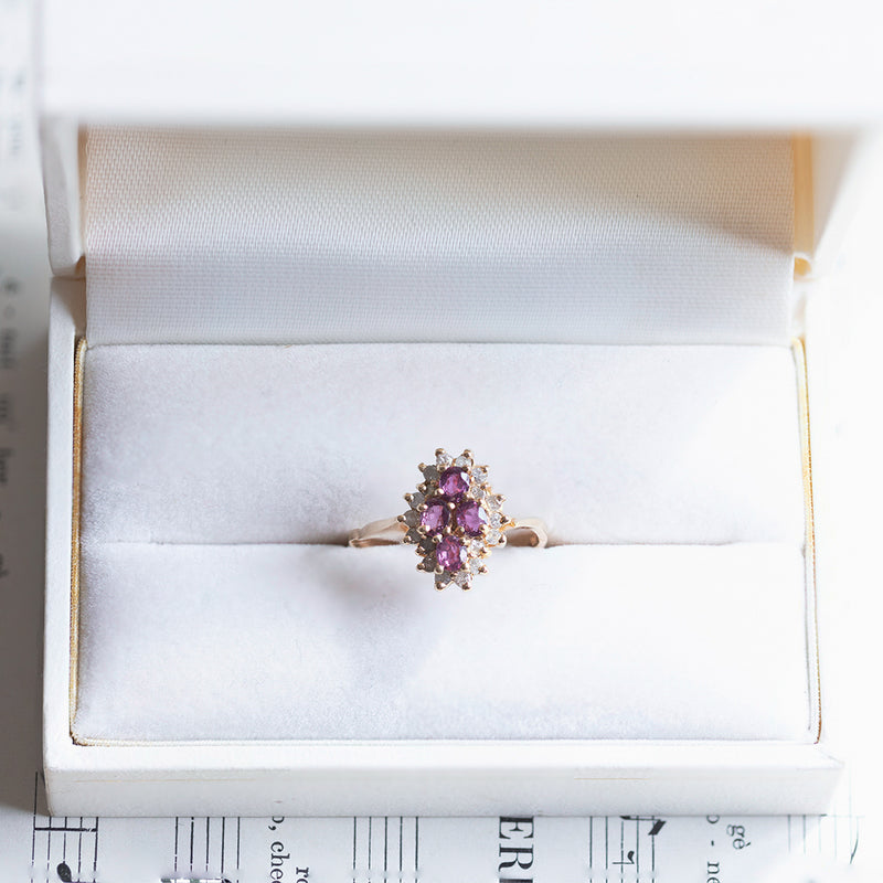 Vintage 14K gold ring with topazes and diamonds, 1960s