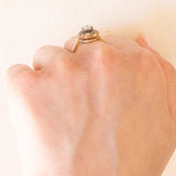 Antiker Gänseblümchen-Ring aus 14 Karat Gelbgold und Silber mit Diamanten aus der Mitte der alten Mine (ca. 0.40 ct) und Rosetten-Seitendiamanten, 10er Jahre