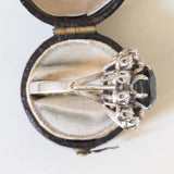 Bague marguerite vintage en or blanc 18 carats avec topaze et diamants (env. 0.60 ct), années 60/70