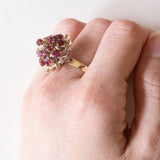 Vintage ring in 18K gold with rubies, 60s / 70s