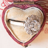 Vintage Daisy Ring aus 18 Karat Weißgold & Platindiamant (ca. 0.86 Karat), 60er