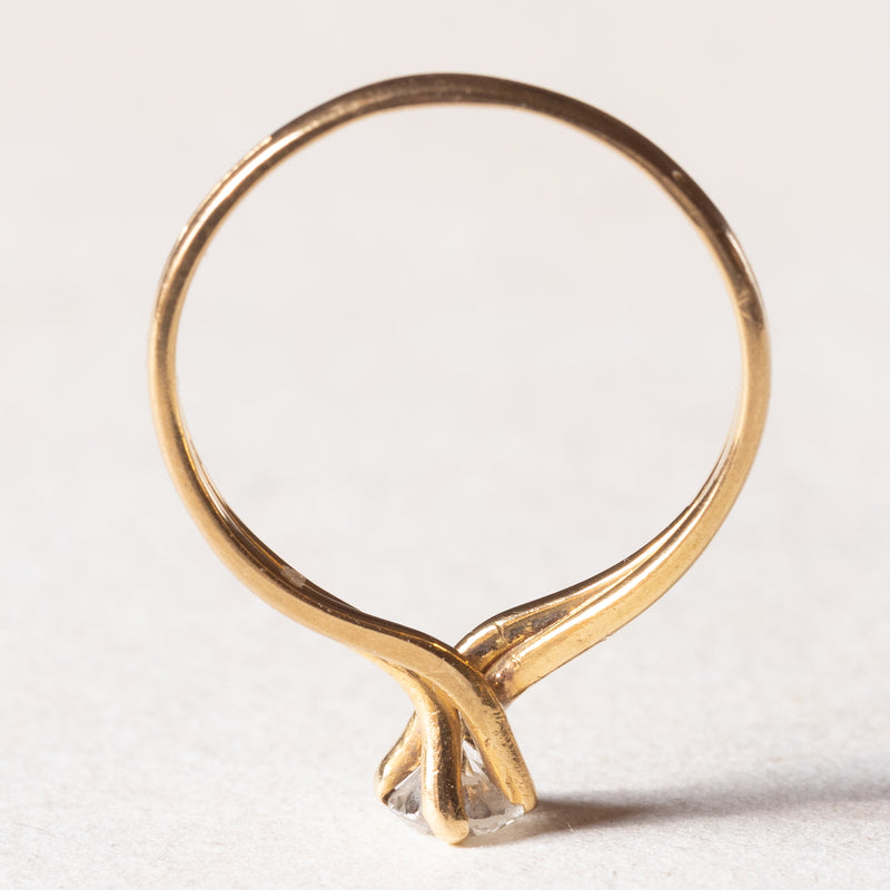 Solitario vintage in oro 18K con diamante di taglio brillante (0.22ct ca.), anni ‘60