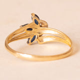 Anello vintage in oro giallo e bianco 18K con zaffiri, anni ‘60