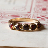 🥀 Veretta vintage in oro 18K con granati, anni ‘40/‘50