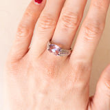 Vintage Ring aus 18 Karat Weißgold mit Amethyst, rosa Saphir und Diamant, 80er Jahre