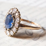 Vintage Ring aus 18 Karat Gold mit Saphiren (ca. 1.90 ctw) und Diamanten (ca. 1.30 ctw), 70er Jahre