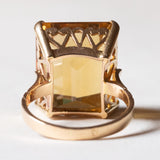 Anello vintage da cocktail in oro 18K con quarzo citrino (15ct ca.), anni ‘60