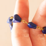 Collier vintage en or jaune 18 carats avec lapis-lazuli, années 60/70