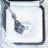 Art Nouveau necklace in 14K gold and silver with rosette cut diamonds, 10s / 20s