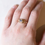 Винтажное золотое кольцо 18К с голубым топазом, 60-е гг.