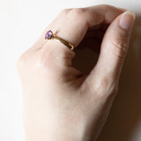 🔮 Anello vintage in oro 18K con ametista, anni ‘60