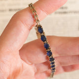 Halbstarres Vintage-Armband aus 14 Karat Gelbgold mit Saphiren (ca. 3.60 ctw) und Diamanten, 60er/70er Jahre