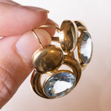Vintage 18K Gold Earrings with Synthetic Blue Topaz (approx. 12ctw), 60s