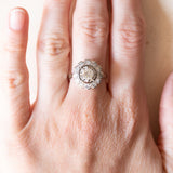 Vintage Daisy Ring aus 18 Karat Weißgold & Platindiamant (ca. 0.86 Karat), 60er