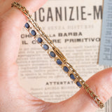 Halbstarres Vintage-Armband aus 14 Karat Gelbgold mit Saphiren (ca. 3.60 ctw) und Diamanten, 60er/70er Jahre