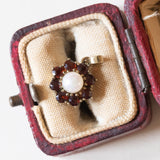 Los mit Vintage-Ring aus 10-karätigem Gold mit Granaten und Anhänger aus 8-karätigem Gold mit Granaten und Perle, 60er/70er Jahre