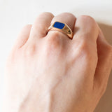 Anello da sigillo vintage in oro 14K con lapislazzuli, anni ‘50/‘60