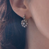 Boucles d'oreilles anciennes en or 18 carats et argent avec diamants taillés en rosette, début des années 900
