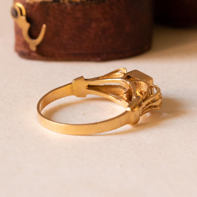 Solitario retró in oro 18K con diamante di taglio brillante (0.07ct ca.), anni ‘40