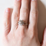 Vintage Gänseblümchenring aus 18 Karat Weißgold mit Diamanten (ca. 0.30 ctw), 60er Jahre