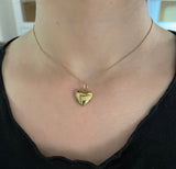 Antique 8K gold heart photo frame pendant, 1940s