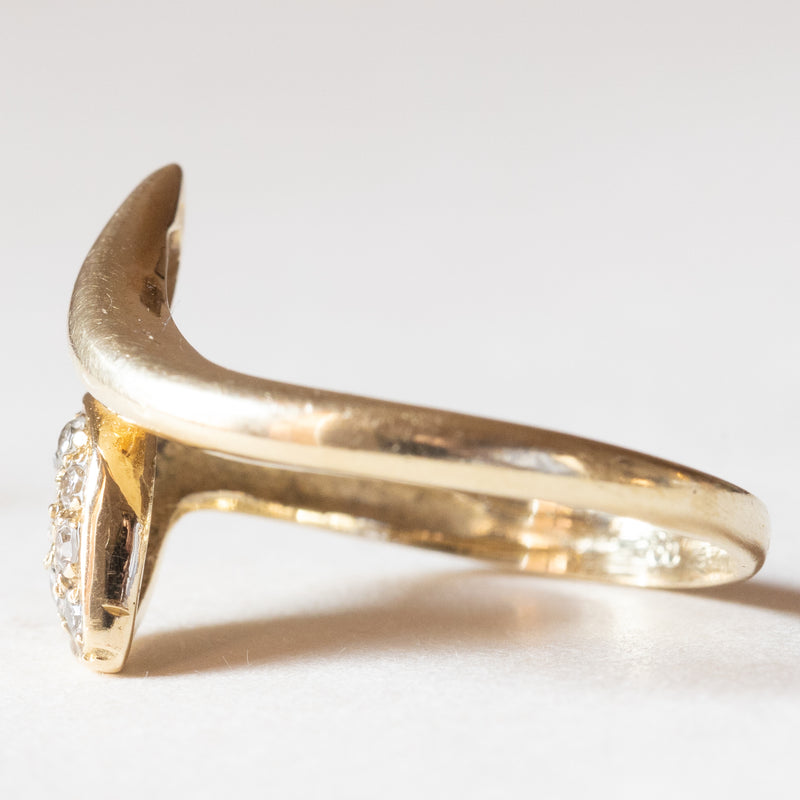 Anello a serpente vintage in oro 14K con diamanti (0.12ctw ca.), anni ‘70
