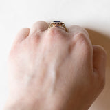 Synthetischer Saphir- und Diamantring im Vintage-Art-Deco-Stil aus 18 Karat Gold, 50er Jahre