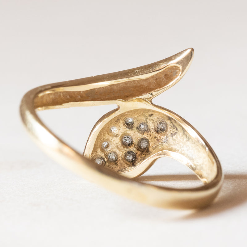 Anello a serpente vintage in oro 14K con diamanti (0.12ctw ca.), anni ‘70