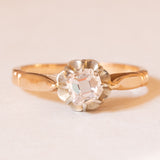 Antiker 18-karätiger Gelbgold- und Weißgold-Diamant im Fancy-Schliff (ca. 0.25 ct), Solitär, 10er/20er Jahre
