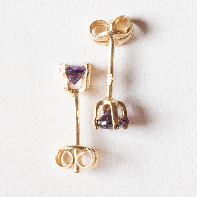 Orecchini vintage in oro 18K con paste di vetro viola, anni ‘70
