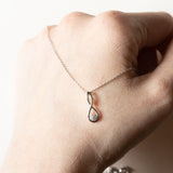 Vintage 9K Weißgold Halskette mit 9K Weißgold Anhänger mit Diamanten, 80er / 90er Jahre