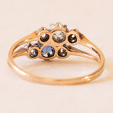 Antike Toi et Moi + Trilogie in 18 Karat Gelbgold und Silber mit Saphir und Diamanten (Mitte ca. 0.10 ct), 10er/20er Jahre