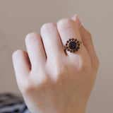 Винтажное золотое кольцо 8 карат с гранатами, 50-е гг.