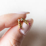 Vintage Ohrringe aus 18 Karat Gelbgold mit Rubinen und Diamantimitationen, 70er Jahre